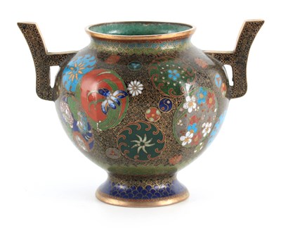 Lot 130 - A MEIJI PERIOD JAPANESE CLOISONNE HEXAGONAL...