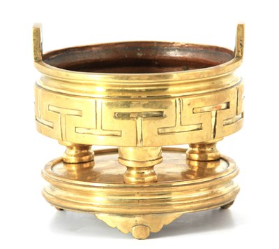 Lot 151 - AN ORIENTAL BRONZE CENSER ON STAND with greek...