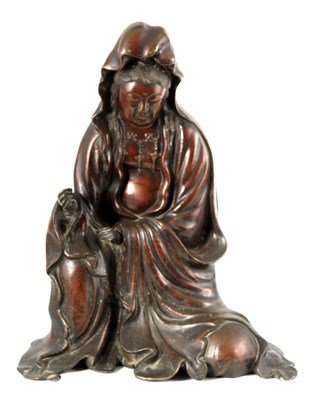 Lot 156 - A 19TH CENTURY CHINESE BRONZE FIGURE OF...