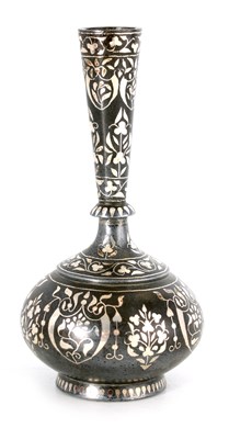 Lot 159 - A 19TH CENTURY INDIAN BIDRI VASE having floral...