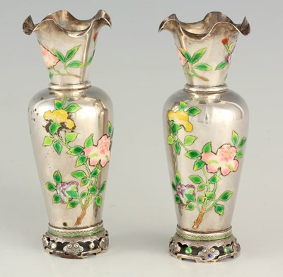 Lot 164 - A PAIR OF 19TH CENTURY CHINESE SILVER AND...