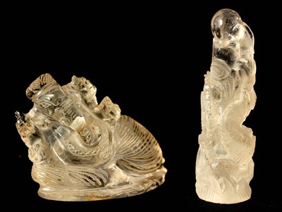 Lot 185 - TWO SMALL ORIENTAL ROCK CRYSTAL FIGURES of...