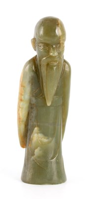 Lot 193 - A CHINESE JADE STANDING FIGURE OF A SAGE 14cm...