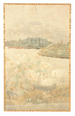 Lot 200 - A LARGE MEIJI PERIOD JAPANESE EMBROIDERED...