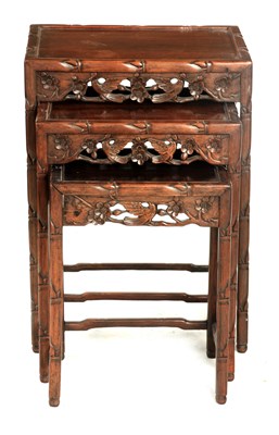 Lot 232 - A SET OF THREE 19TH CENTURY CHINESE HARDWOOD...