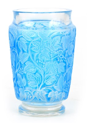 Lot 26 - A 20TH CENTURY R. LALIQUE BLUE STAINED...