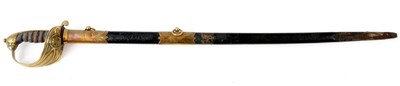 Lot 833 - A VICTORIAN BRITISH NAVAL OFFICERS SWORD...