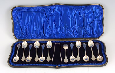 Lot 293 - A CASED SET OF TWELVE EDWARD VII SILVER TREFID...