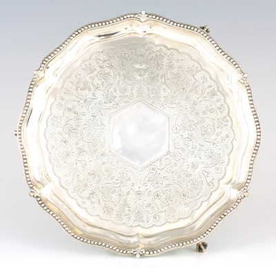 Lot 343 - A VICTORIAN PROFUSELY ENGRAVED SCALLOP-EDGE...