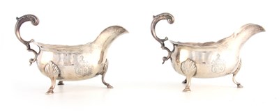 Lot 360 - A PAIR OF GEORGE III SILVER SAUCE BOATS with...