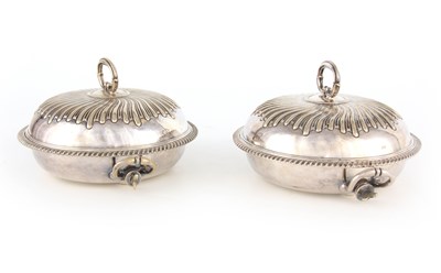 Lot 371 - A PAIR OF 19TH CENTURY SILVER PLATE MUFFIN...