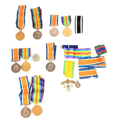 Lot 384 - FOUR PAIRS OF WWI BRITISH WAR MEDALS all with...