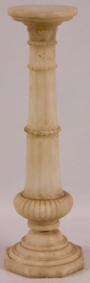 Lot 583 - A 19th CENTURY ALABASTA PEDESTAL with tapering...