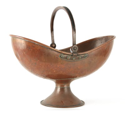 Lot 487 - AN ARTS AND CRAFTS LARGE COPPER COAL BUCKET of...