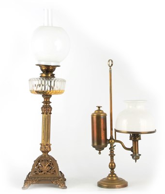 Lot 505 - A VICTORIAN ORNATE CAST BRASS OIL LAMP with...