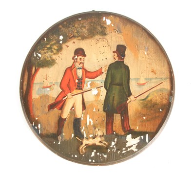 Lot 528 - A LATE 19TH CENTURY PAINTED WOOD WALL PLAQUE...