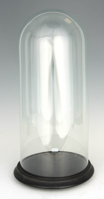 Lot 536 - A 19TH CENTURY TALL CYLINDRICAL GLASS DOME...