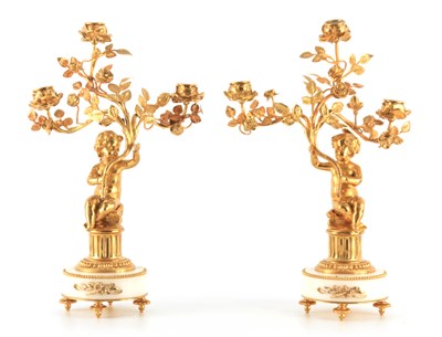 Lot 558 - A PAIR OF 20TH CENTURY FRENCH GILT BRONZE AND...