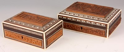 Lot 686 - TWO ANGLO-INDIAN SANDALWOOD, ROSEWOOD AND...