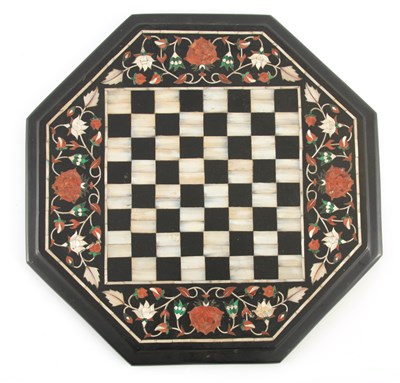 Lot 568 - A 19TH CENTURY PIETRA DURA INLAID OCTAGONAL...