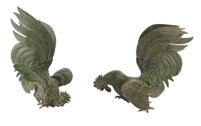 Lot 569 - A PAIR OF 19TH CENTURY PATINATED BRONZE...