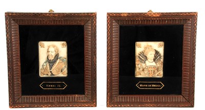 Lot 571 - A PAIR OF 19TH CENTURY DIEPPE IVORY FRAMED...