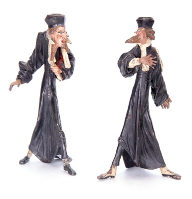 Lot 584 - AN UNUSUAL PAIR OF LATE 19TH CENTURY BRONZED...