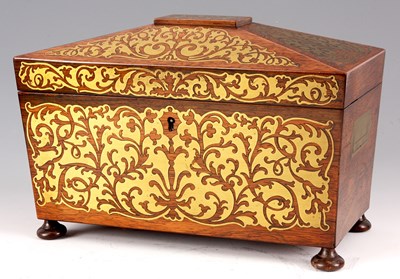 Lot 691 - A REGENCY SARCOPHAGUS SHAPED ROSEWOOD AND...