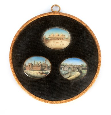 Lot 600 - A FRAMED SET OF THREE 19TH CENTURY GRAND TOUR...