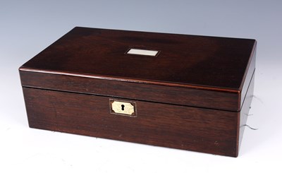 Lot 692 - A 19TH CENTURY ROSEWOOD WRITING BOX with...