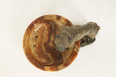 Lot 593 - ATT. FRANZ BERGMAN A LARGE EARLY 20TH CENTURY AUSTRIAN COLD PAINTED BRONZE AND AGATE DESK TIDY