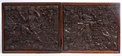 Lot 698 - A PAIR OF 17TH CENTURY CARVED OAK PANELS...