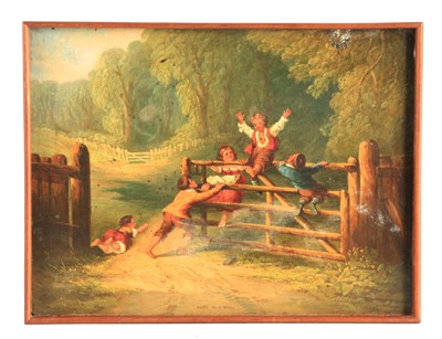 Lot 639 - A 19TH CENTURY OIL ON BOARD TRAY ENTITLED...