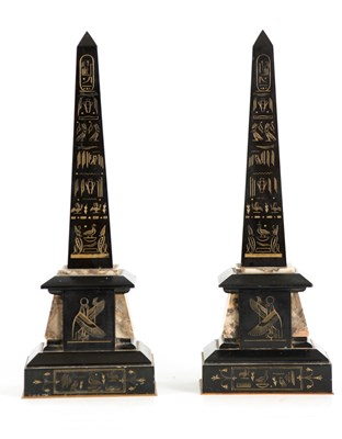 Lot 645 - A PAIR OF 19TH CENTURY BLACK SLATE AND...