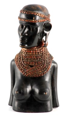 Lot 648 - A 20TH CENTURY AFRICAN CARVED HARDWOOD BUST of...