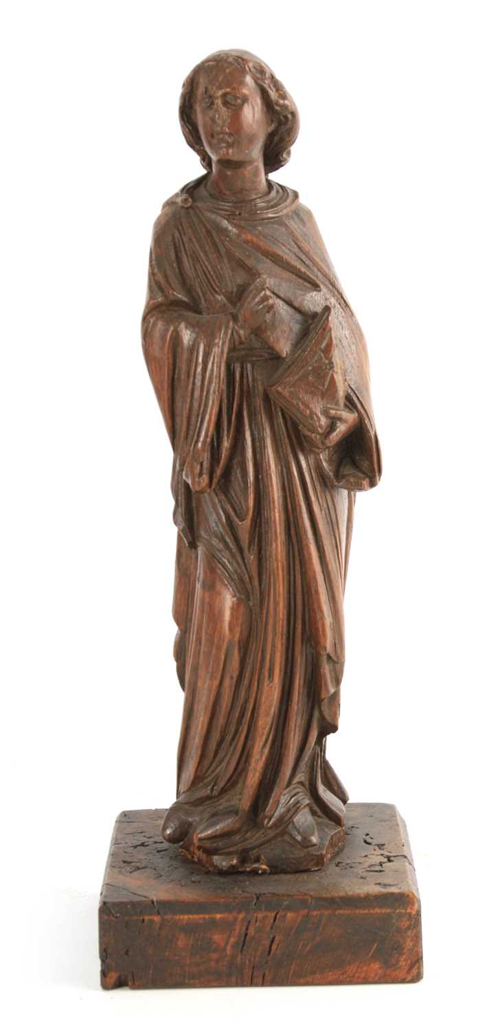 Lot 656 - A 16TH CENTURY CARVED OAK FIGURE OF A SAINT
