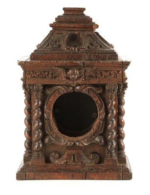 Lot 657 - A 17TH CENTURY CARVED OAK JACOBEAN CLOCK...