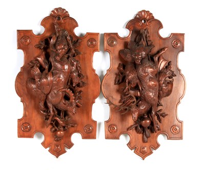 Lot 668 - A LARGE PAIR OF LATE 19TH CENTURY CARVED BLACK...