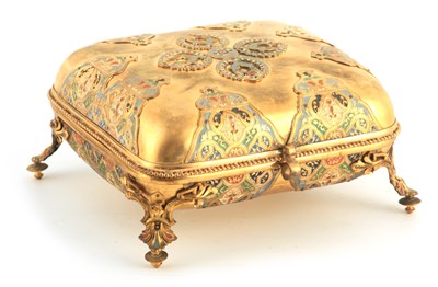 Lot 683 - A FRENCH GILT BRONZE AND CHAMPLEVE ENAMEL...