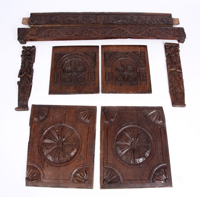 Lot 705 - A SELECTION OF FOUR 18TH CENTURY CARVED OAK...