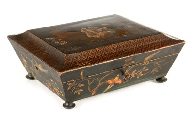 Lot 684 - AN EARLY 19TH CENTURY LACQUERWORK BOX WITH...