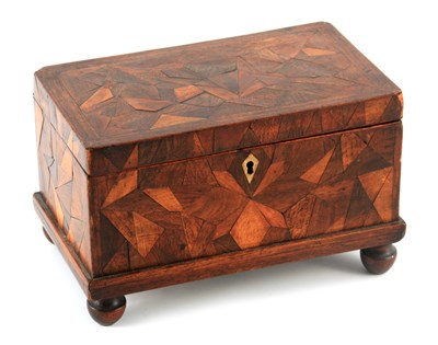 Lot 687 - A GEORGIAN EXOTIC WOOD RANDOM PARQUETRY INLAID...