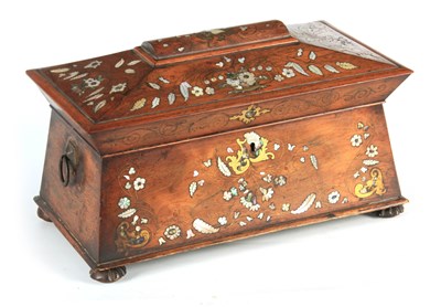 Lot 689 - A REGENCY MOTHER OF PEARL AND BRASS INLAID...