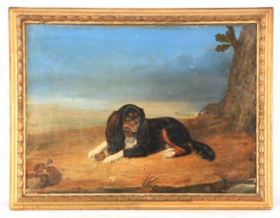 Lot 714 - VALLATI A 19TH CENTURY PORTRAIT OF A DOG IN AN...