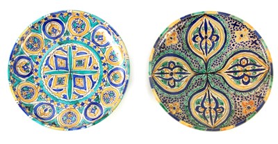 Lot 72 - TWO COLOURFUL LARGE ISLAMIC SHALLOW DISHES...