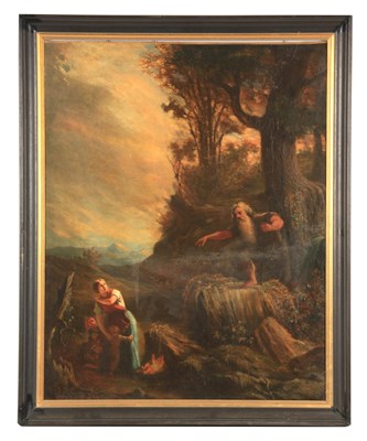 Lot 734 - A 19TH CENTURY OIL ON CANVAS Moses and Isaac...