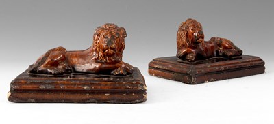 Lot 35 - A PAIR OF 19TH CENTURY TREACLE GLAZED...