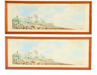 Lot 742 - A PAIR OF 20TH CENTURY WATERCOLOURS the grand...