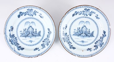 Lot 36 - A PAIR OF 18TH CENTURY ENGLISH BLUE AND WHITE...