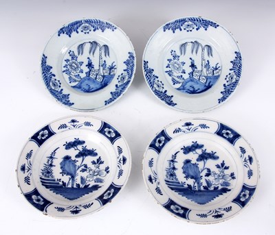 Lot 37 - TWO PAIRS OF 18TH CENTURY DUTCH DELFT PLATES...